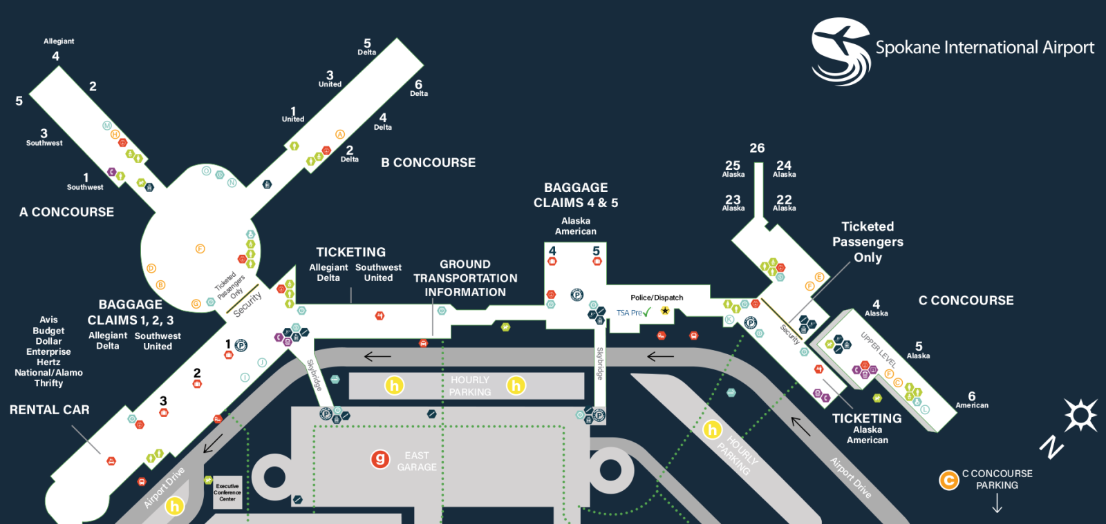 Spokane intl airport terminal terminal map